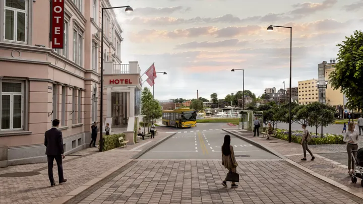 illustrasjon som viser hvordan det blir i nedre del av Kongens gate.