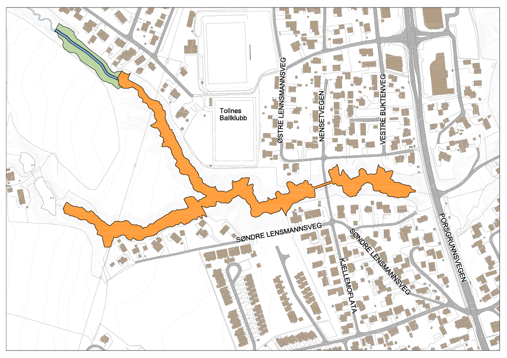 Kart som viser hva som er planlagt i Lensmannsdalen