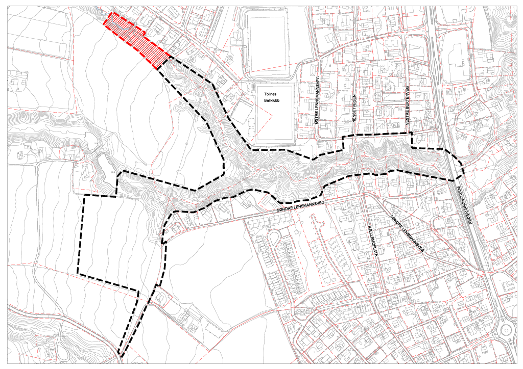 Kart fra som viser foreslåte endringer i Lensmannsdalen.
