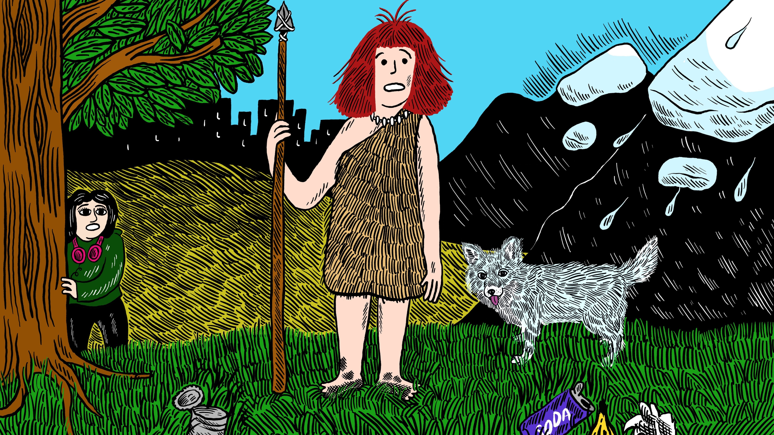 Steinalderjenta illustrasjon